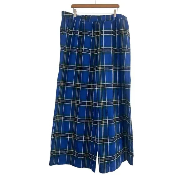 ✨SOLD✨Dressed by LALA Lovers Lane Plaid Wide Leg Sz 2X Trousers in Cobalt Blue✨ - Picture 5 of 9